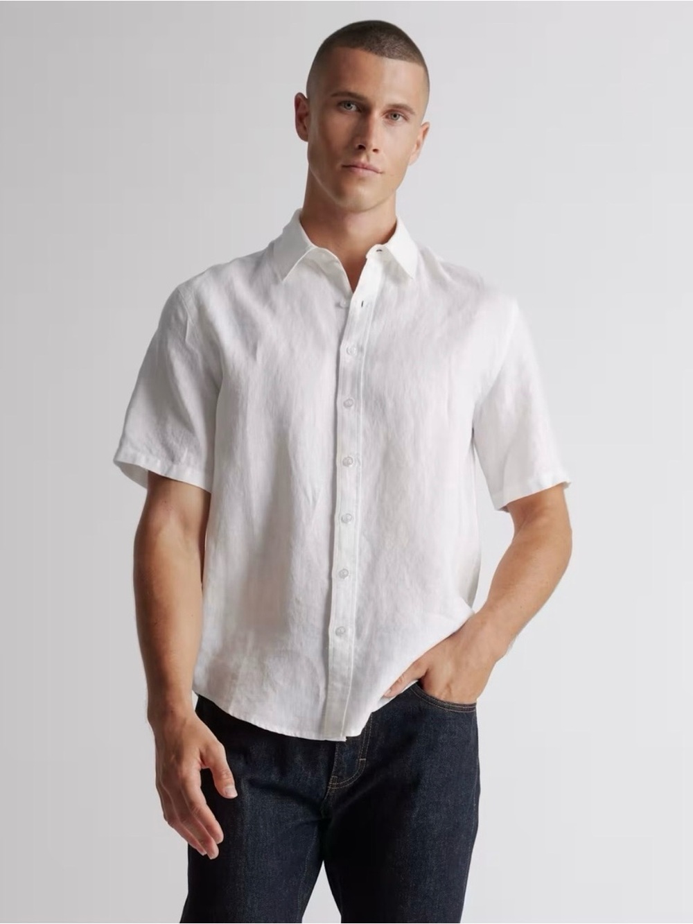 Quince 100% European Linen Relaxed Short Sleeve Shirt Men’s Sz Large